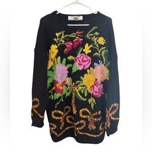 Vintage Kitty Hawk for Vivian Wang floral sweater pullover oversized medium